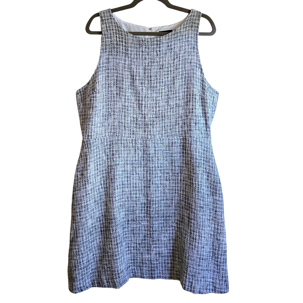 Halogen Women's XL Tweed Sheath Dress Black White Sleeveless Workwear Pockets - Picture 1 of 9